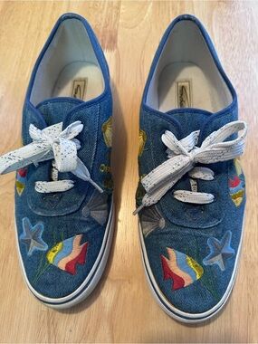 Sebastian Women’s Tall Size 12 Vintage 90s/Y2k Denim Low Top Boating Sneakers